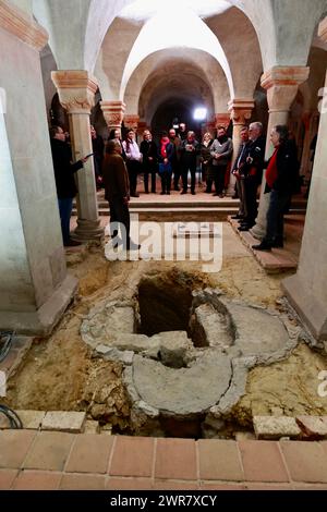 Quedlinburg, Germany. 11th Mar, 2024. The site of a baptismal font of ...