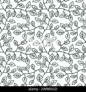 Leaves seamless pattern for textile, fabric, wallpaper, scrapbook, cover. Vector floral hand drawn background in pastel grey color Stock Vector