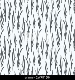 Leaves seamless pattern for textile, fabric, wallpaper, scrapbook, cover. Vector floral hand drawn background in pastel grey color Stock Vector