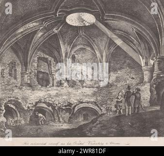 View of the subterranean vault of Vredenburg Castle in Utrecht, The subterranean vault of Vredenburg Castle in Utrecht (title on object), print maker: Albertus Verhoesen, after design by: Albertus Verhoesen, printer: Johannes Paulus Houtman, Utrecht, 29-Sep-1828, paper, height 385 mm × width 490 mm, print Stock Photo