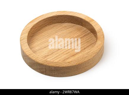Empty wooden plate isolated on white background with clipping path Stock Photo