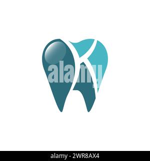 K Creative Dental Logo Design Vector Vector. Healthy Dental Care Letter K Stock Vector