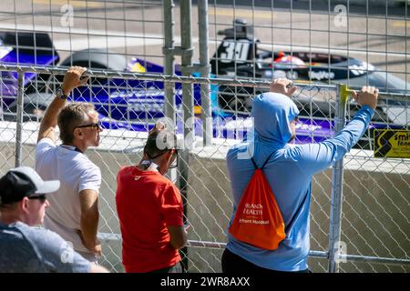 St. Petersburg, Fl, USA. 9th Mar, 2024. Fans watch all the race action during the Firestone Grand Prix of St. Petersburg at the St. Petersburg Temporary Course in St. Petersburg, FL, USA. (Credit Image: © Walter G Arce Sr Grindstone Medi/ASP) EDITORIAL USAGE ONLY! Not for Commercial USAGE! Stock Photo