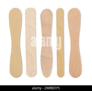 Ice cream wooden sticks. Isolated on white background Stock Photo