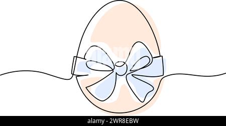 Happy Easter card. Egg doodle with bow. Cute hand drawn invitation, Stock Vector