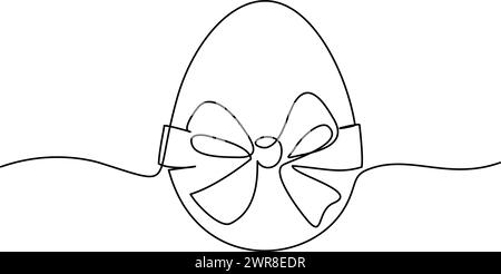 Happy Easter card. Egg doodle with bow. Cute hand drawn invitation, Stock Vector