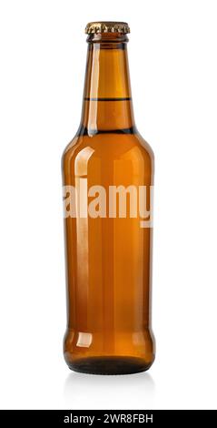 brown beer bottle isolated on white background with clipping path Stock Photo