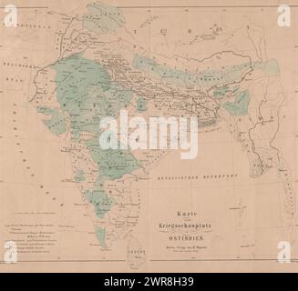 Map of European colonial possessions in India, Karte vom Kriegsschauplatz in Ostindien (title on object), print maker: anonymous, after drawing by: T. Koenig, printer: C. Kloen, 1850 - 1899, paper, height 385 mm × width 478 mm, print Stock Photo