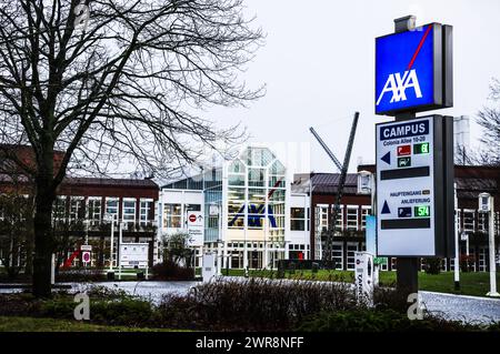 Logo of the AXA insurance, Cologne Stock Photo - Alamy