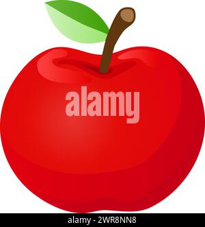 vector red apple isolated on white background. red apple icon. apple with green leave Stock Vector