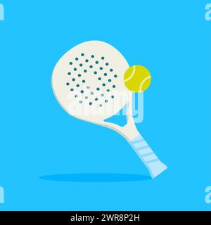 vector padel tennis racket and a ball. padel racket on blue background Stock Vector