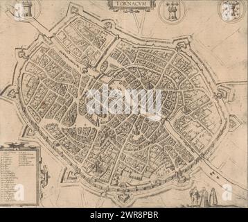 Map of Tournai, Frans Hogenberg, 1588 print Cologne paper etching maps ...