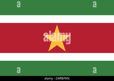 National Flag of Suriname, Suriname sign, Suriname Flag Stock Vector