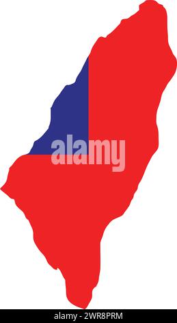 Taiwan Flag in Taiwan Map, Taiwan Map with Flag, Country Map, Taiwan with Flag, Nation Flag Stock Vector