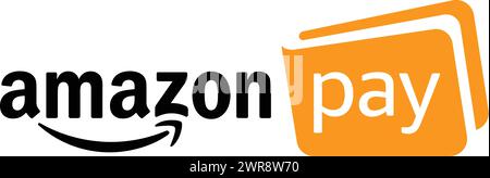 Amazon Pay logo, Amazon pay, Digital Payment logo, Amazon pay symbol Stock Vector