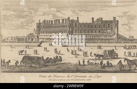 View of the castle of Saint-Germain-en-Laye, Veüe du Chateau de St. Germain en Laye (title on object), Diverse views of nature (series title), Diverses Veües faites sur le Naturel (series title), print maker: Israël Silvestre, after own design by: Israël Silvestre, Lodewijk XIV (koning van Frankrijk), France, 1658, paper, etching, height 119 mm × width 198 mm, print Stock Photo