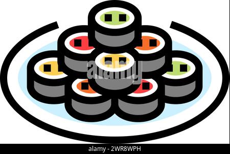 kimbap rolls korean cuisine color icon vector illustration Stock Vector