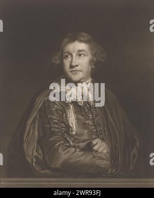 Portrait of David Garrick as Kitely, David Garrick as Kitely from the play Every Man in His Humor (1598)., print maker: John Finlayson, after painting by: Joshua Reynolds, publisher: anonymous, London, Feb-1769, paper, height 377 mm × width 276 mm, print Stock Photo