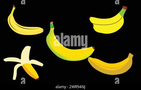 Banana Vector Design And Illustration  Collection. Stock Vector