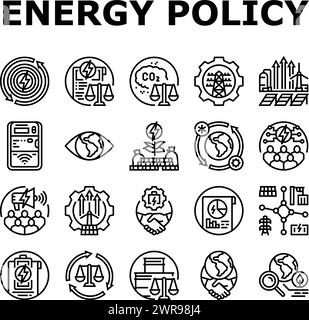 energy policy infrastructure icons set vector Stock Vector