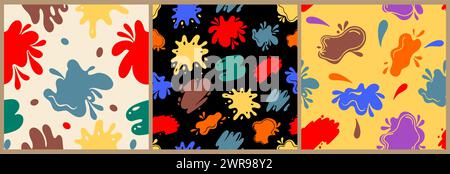 Seamless pattern with paint spots, blots, drops. Stock Vector