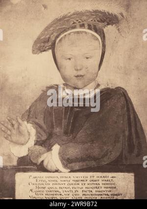 Photo reproduction of a painting of a portrait of Edward VI as a child by Hans Holbein II, King Edward 6, at Age of 6, by Holbein (title on object), Leonida Caldesi, Mattia Montecchi, after painting by: Hans Holbein (II), c. 1853 - in or before c. 1858, photographic support, albumen print, height 173 mm × width 126 mm, photograph Stock Photo