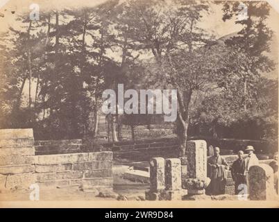 Cemetery in Inasa, Nagasaki, Antoon Bauduin, (attributed to), Japan, 1862 - 1866, paper, albumen print, height 159 mm × width 214 mm, height 152 mm × width 212 mm, photograph Stock Photo