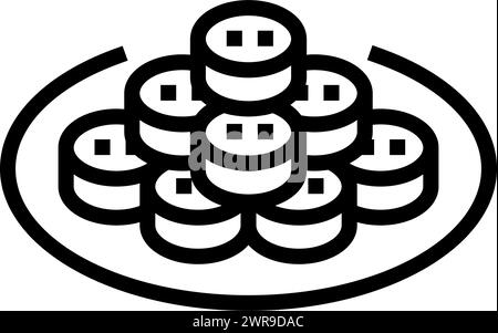 kimbap rolls korean cuisine line icon vector illustration Stock Vector