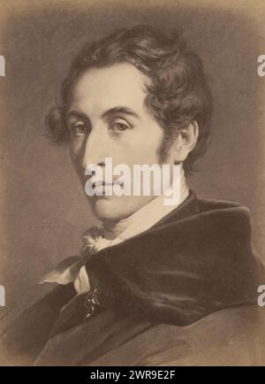 Photo reproduction of a painted portrait of Carl Maria von Weber by Carl Jaeger, This photo is part of an album., Friedrich Bruckmann, after painting by: Carl Jaeger, 1870 - 1890, cardboard, albumen print, height 134 mm × width 96 mm, photograph Stock Photo