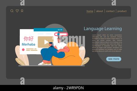 Multilingual Mastery concept. Engaging with diverse languages through digital platforms. Enhancing communication and cultural understanding. Flat vector illustration. Stock Vector