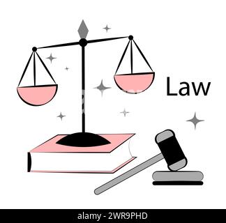 Law. Justice and jurisprudence. Doodle. Vector illustration Stock Vector
