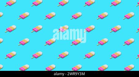 Pixelated isometric ice creams over cyan background. Stock Vector