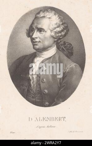 Portrait of Jean Le Rond d'Alembert, D'Alembert (title on object), print maker: Henri Joseph Hesse, after print by: Nicolas-René Jollain, printer: Demanne (drukker), Paris, c. 1822 - c. 1830, paper, height 237 mm × width 168 mm, print Stock Photo