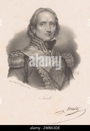 Portrait of Nicolas Jean-de-Dieu Soult, Soult (title on object), print maker: Nicolas Maurin, printer: veuve Delpech (Naudet), Paris, 1825 - 1842, paper, height 153 mm × width 115 mm, print Stock Photo