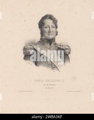 Portrait of Louis Philippe I, King of France, Louis Philippe Ier., roi des Français (title on object), print maker: Antoine Maurin, printer: Joseph Rose Lemercier, publisher: Chaillou-Potrelle, Paris, 1830 - 1833, paper, height 352 mm × width 266 mm, print Stock Photo