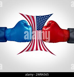 US Election Campaign and Left wing or right vote fighters as united states elections or American voting concept with conservative and liberal politici Stock Photo