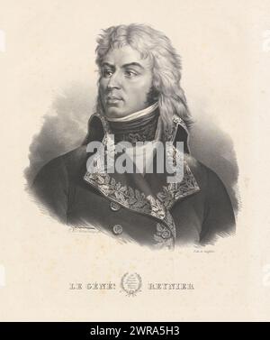 Portrait of Jean Reynier, Le Génél. Reynier (title on object), print maker: Alois Senefelder, after design by: Alexandrine, 1800 - 1834, paper, height 561 mm × width 425 mm, print Stock Photo