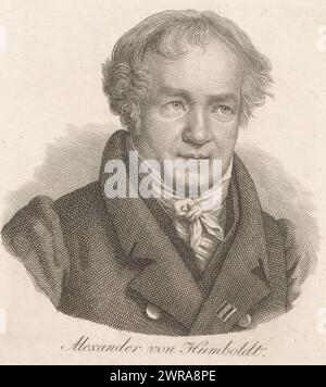 Portrait of Alexander von Humboldt, print maker: Heinrich Lödel, 1808 - 1861, paper, engraving, height 104 mm × width 91 mm, print Stock Photo