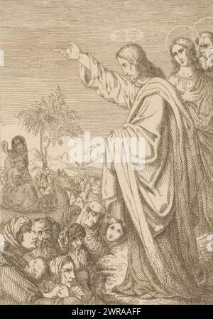 Sermon on the Mount, print maker: Heinrich Vianden, Germany, (possibly), 1824 - 1899, paper, etching, height 135 mm × width 93 mm, print Stock Photo