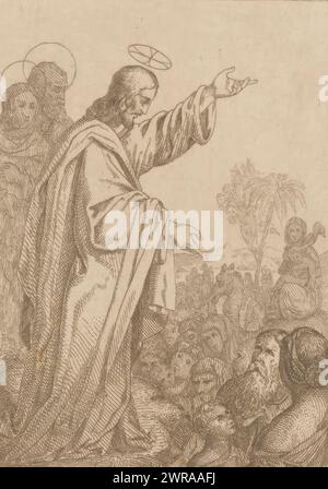 Sermon on the Mount, print maker: Heinrich Vianden, Germany, (possibly), 1824 - 1899, paper, etching, height 127 mm × width 95 mm, print Stock Photo