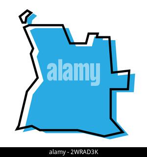 Angola country simplified map. Black broken outline contour on white ...