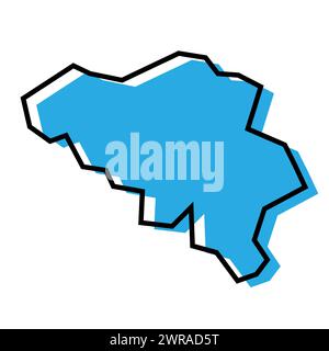 Belgium - solid black outline border map of country area. Simple flat ...