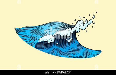 Atlantic tidal waves. Vintage old engraved hand drawn labels. Marine ...