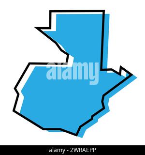 Guatemala country simplified map. Blue silhouette with thick black contour outline isolated on white background. Simple vector icon Stock Vector