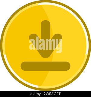 Golden download icon. Golden save icon. Stock Vector
