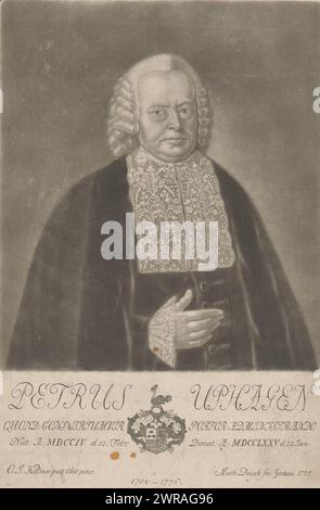 Portrait of Peter Uphagen, print maker: Matthaeus Deisch, after painting by: O.I. Kölner, Gdansk, 1775 - 1789, paper, etching, height 288 mm × width 192 mm, print Stock Photo