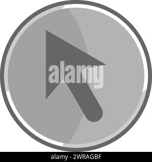 Cursor metallic icon. Cursor gray icon. Stock Vector