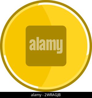 Golden stop icon. Stop audio icon. Stock Vector
