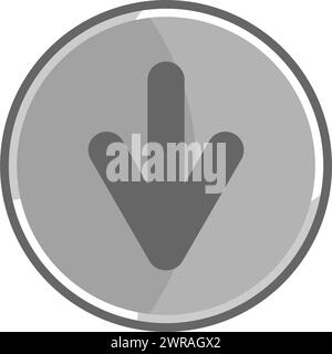 Down arrow metallic icon. Down arrow gray icon. Stock Vector