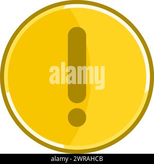 Golden exclamation icon. Golden attention icon. Stock Vector